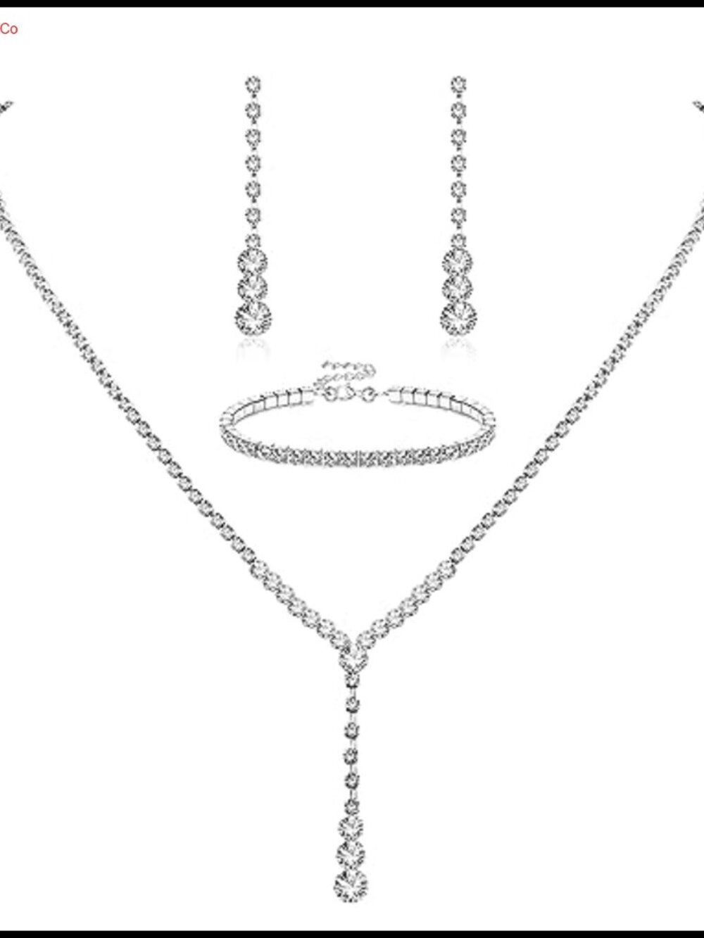 Rhinestone Crystal Necklace Earrings Bracelet Jewelry Set Wedding Bridal